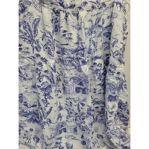 Joie Womens Blue White Floral Tropical 100% Linen Maxi Skirt Pull On Pockets XL - Picture 2 of 13